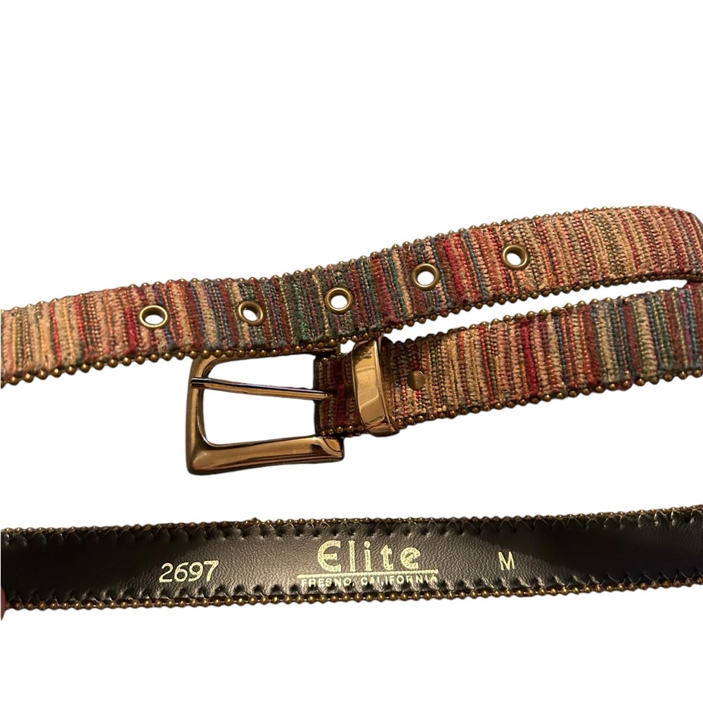 Elite Accessories Tapestry Woven Belt With Goldtone Buckle Small‎ M
